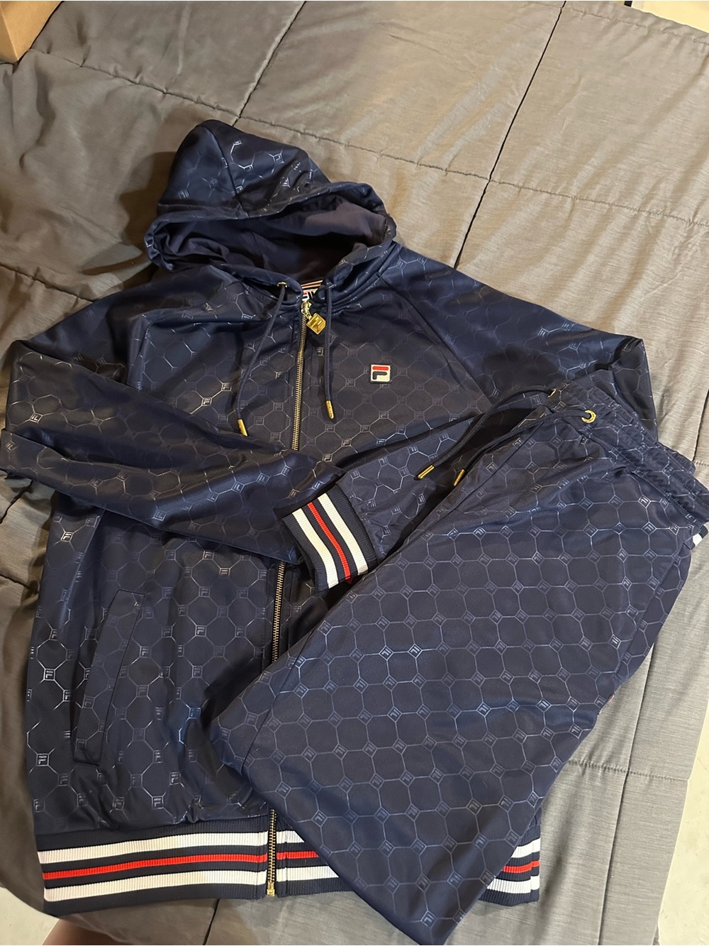 Fila Men's Navy Hooded Track Jacket and Pants Set